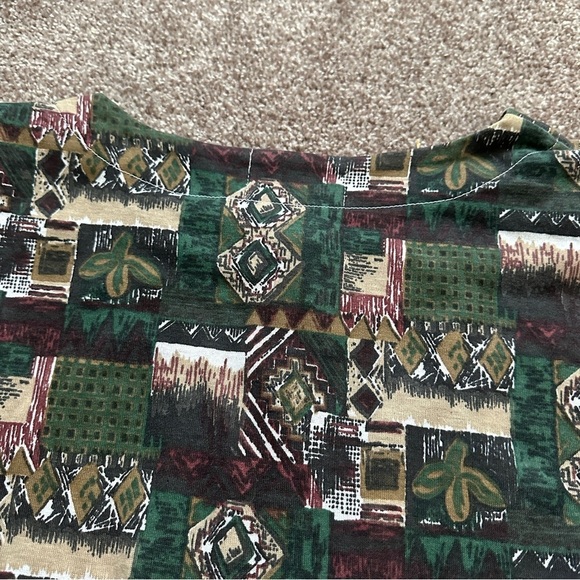 Vintage 80s Colleens Collectibles Green Tribal Print Short Sleeve Romper Size XL - Picture 11 of 16
